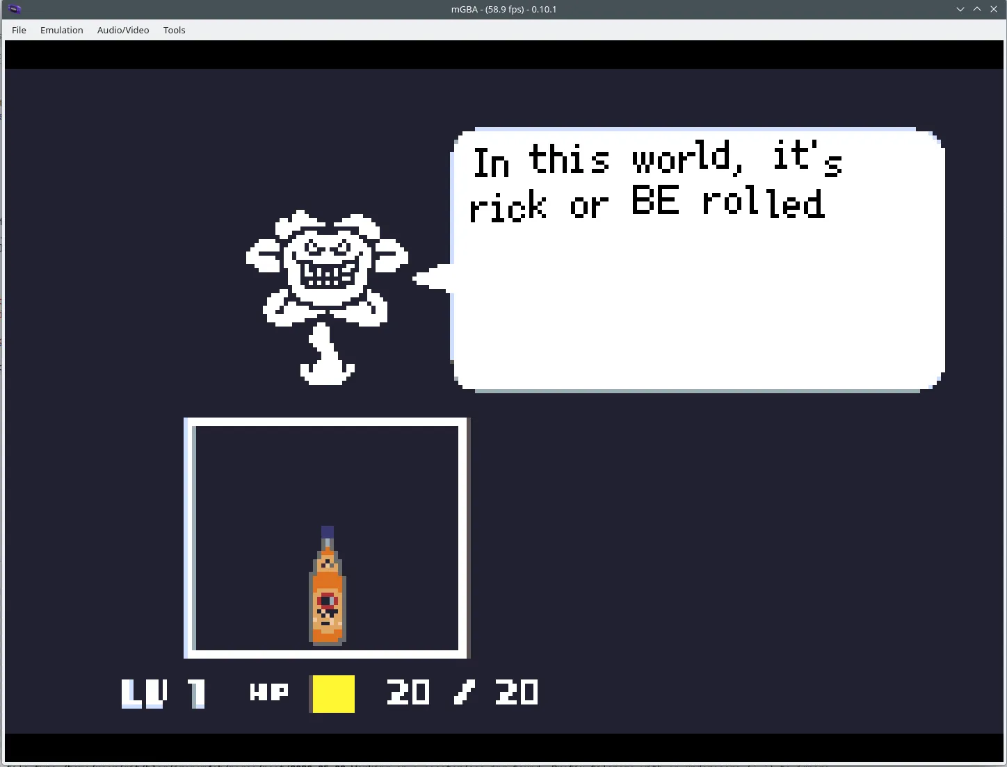A screenshot from my game in mGBA