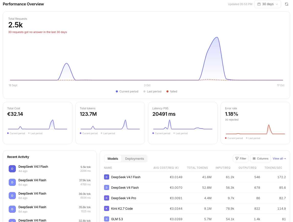 The HostYourAI dashboard