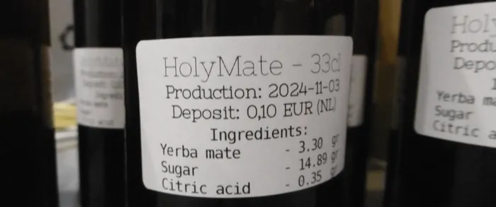 A label on a bottle A label on a bottle